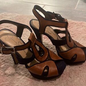 Jessica Simpson Black and Brown Platform Shoes